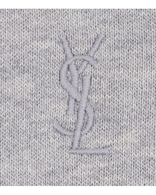 Saint Laurent Gray Embroidered Logo Hoodie for men