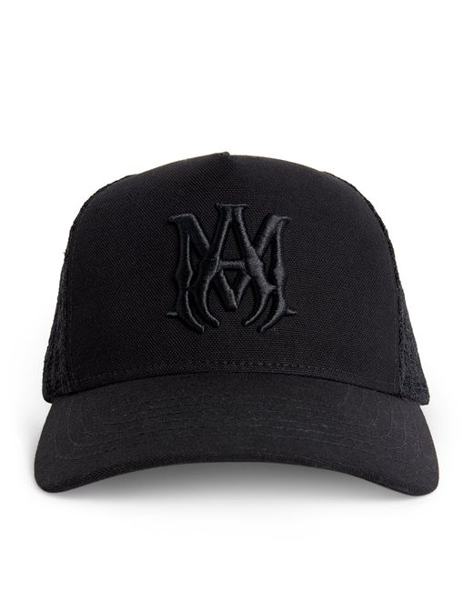 Amiri Black Cotton Embroidered Trucker Baseball Cap for men