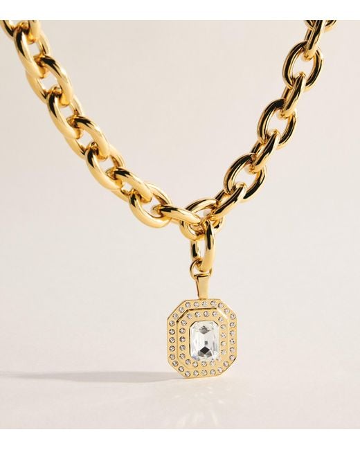 Alessandra Rich Metallic Crystal-Embellished Pendant Necklace