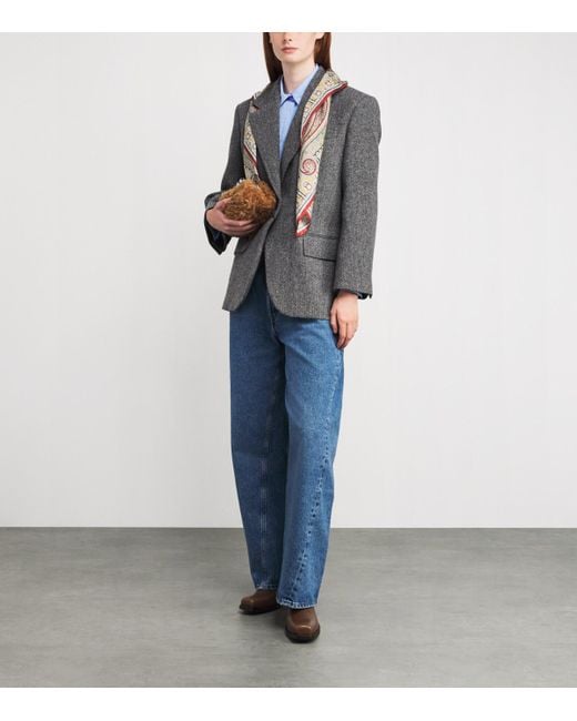 Weekend by Maxmara Gray Virgin Wool Tweed Blazer