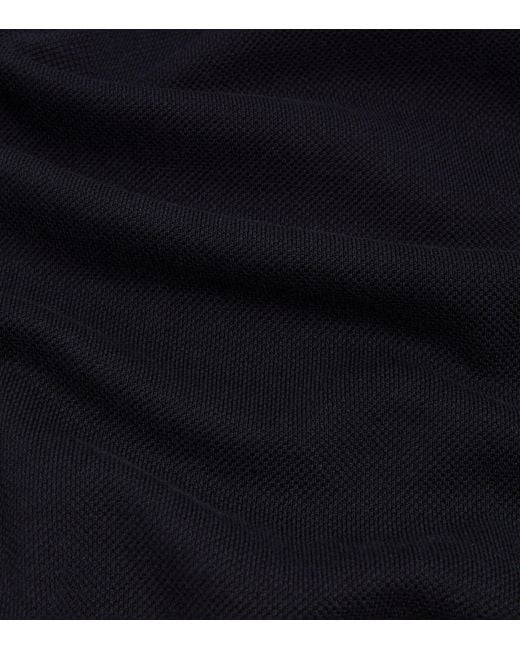 Dunhill Blue Cotton-Silk Piqué Long-Sleeve Polo Shirt for men