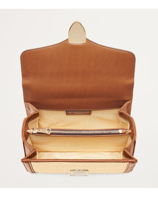 Aspinal Natural Raffia Mayfair Midi Bag