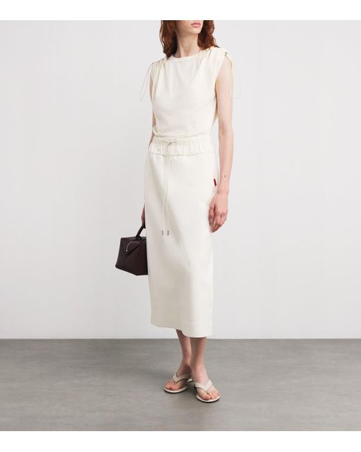 MAX&Co. White Cotton-Blend Jersey And Canvas Midi Skirt