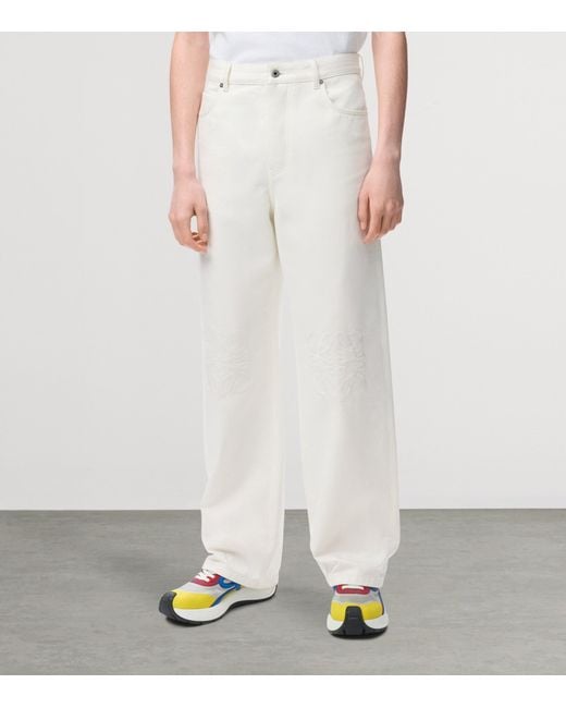Loewe White Anagram Baggy Jeans for men