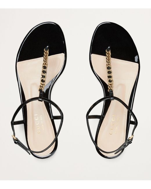 Gucci Brown Patent Leather Signoria Sandals