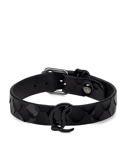 Christian Louboutin Black Embossed Leather Cl Logo Bracelet
