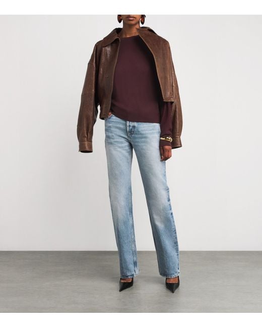 Saint Laurent Purple Wool Crew-Neck Sweater