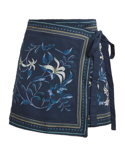 Agua Bendita Blue Floral Print Luna Mini Skirt