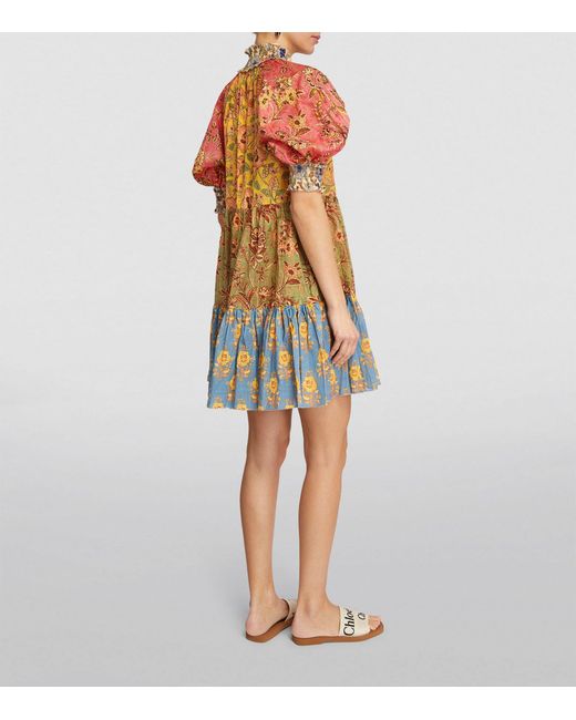 Zimmermann Multicolor Cotton Floral Tiered Mini Dress