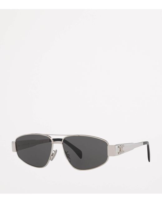Céline Gray Metal Triomphe Pilot Sunglasses for men