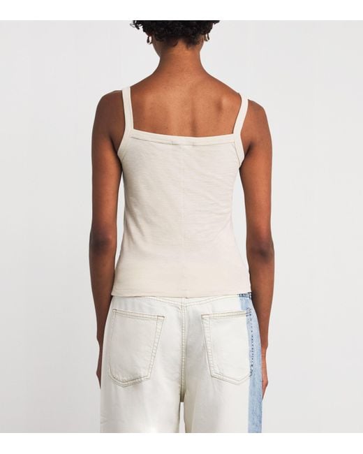 Rag & Bone White Cotton Square Neck The Slub Tank Top
