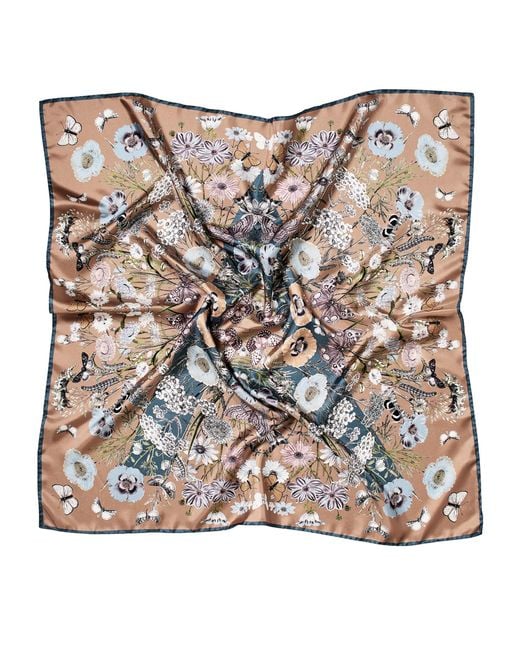 Aspinal Metallic Silk Printed Square Scarf