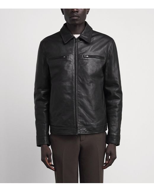 Valstar Black Biker Grained Leather Jacket for men
