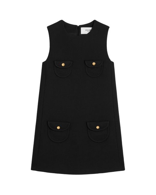 Céline Black Wool-Silk Shift Dress