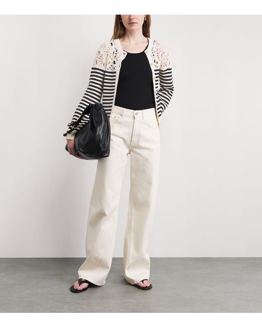 FRAME White The Coastal Striped Cardigan