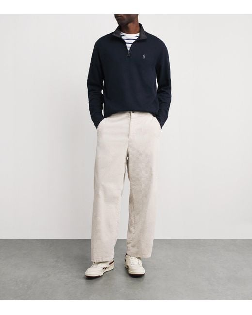 Polo Ralph Lauren Blue Cotton Quarter-Zip Sweatshirt for men