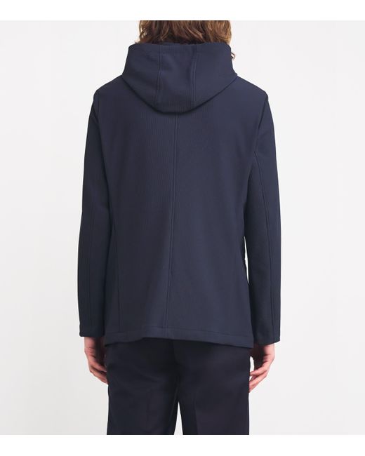 Emporio Armani Blue Detachable-Insert Hooded Blazer for men