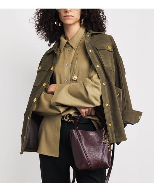 Chloé Purple Small Leather Spin Tote Bag