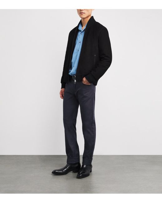 Brioni Blue Stretch-Cotton Chinos for men