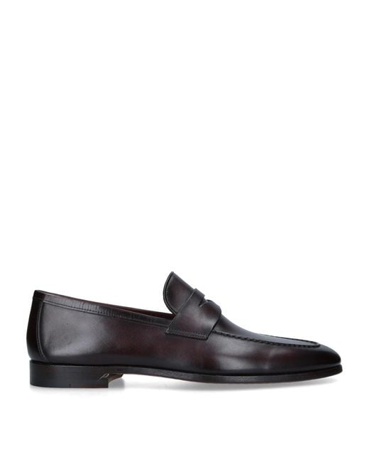 Magnanni Shoes Black Leather Delos Dress Loafers for men