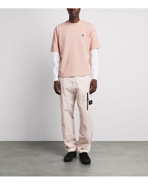 Stone Island Pink Organic Cotton Ghost T-Shirt for men