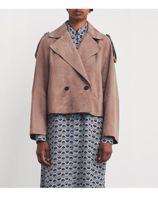 Weekend by Maxmara Brown Suede Short-Line Trench Coat