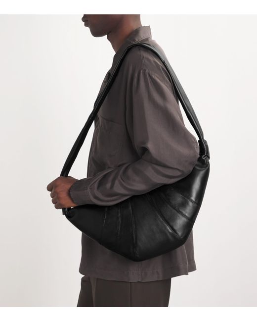 Lemaire Black Medium Nappa Leather Croissant Bag for men