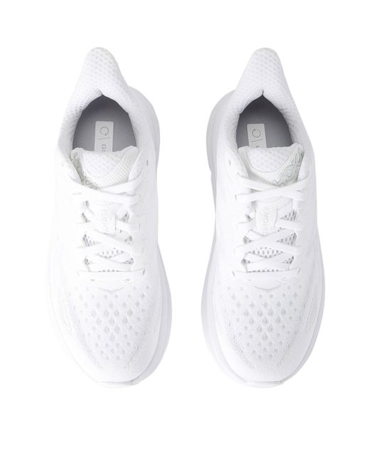 Hoka One One White Clifton 9 Running Sneakers