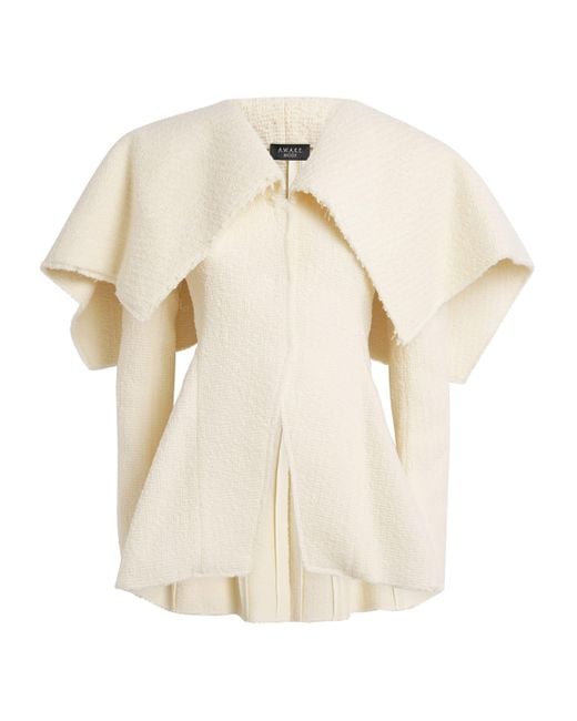 A.W.A.K.E. MODE White Wool Shawl-Collar Jacket