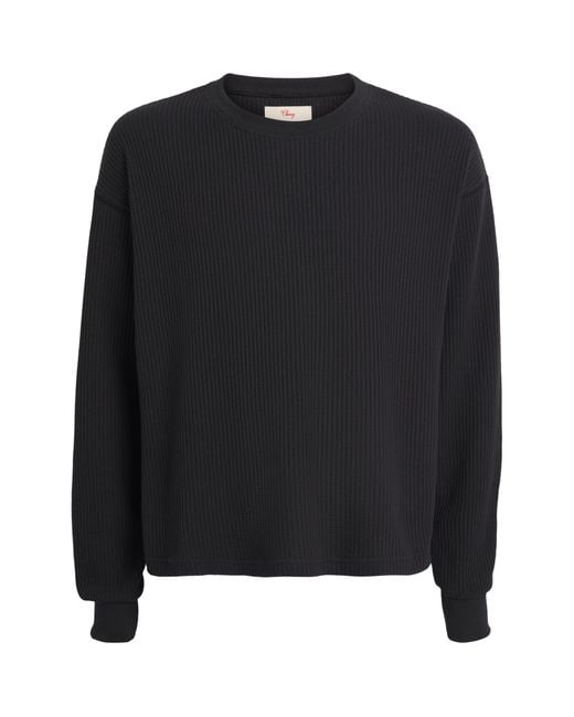 CHERRY LA Black Cotton-Blend Waffle-Knit Sweater for men