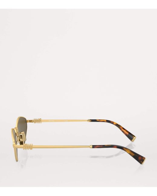 Miu Miu Green Metal Oval Sunglasses