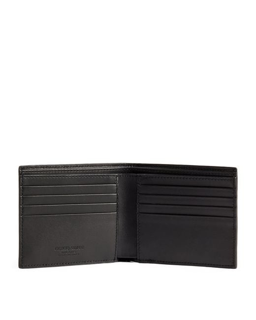 Giorgio Armani Black Leather Wave-Embossed Bifold Wallet for men