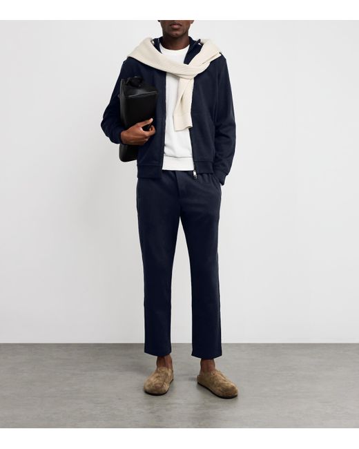 Brioni Blue Cotton-Blend Zip-Up Sweater for men