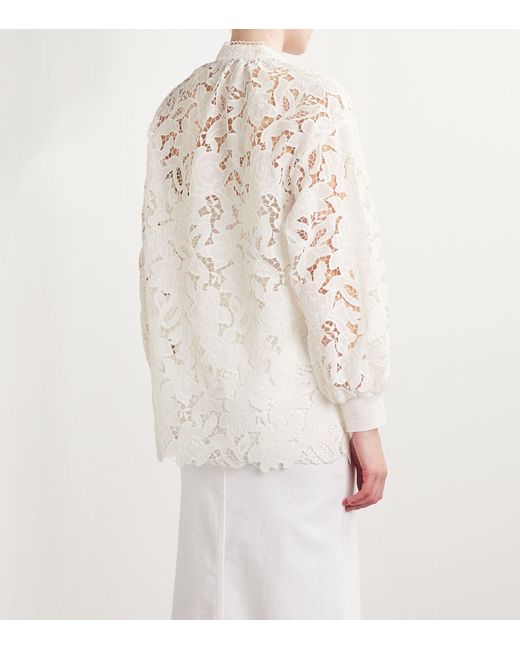 Alice + Olivia White Alice + Olivia Lace Floral Aislyn Blouse