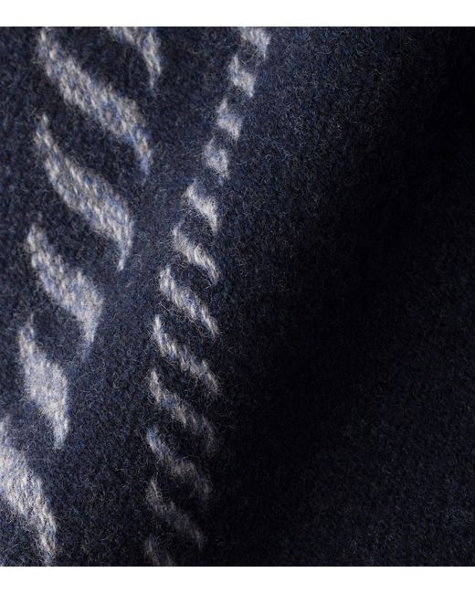 Prada Blue Wool-Cashmere Jacquard Scarf for men