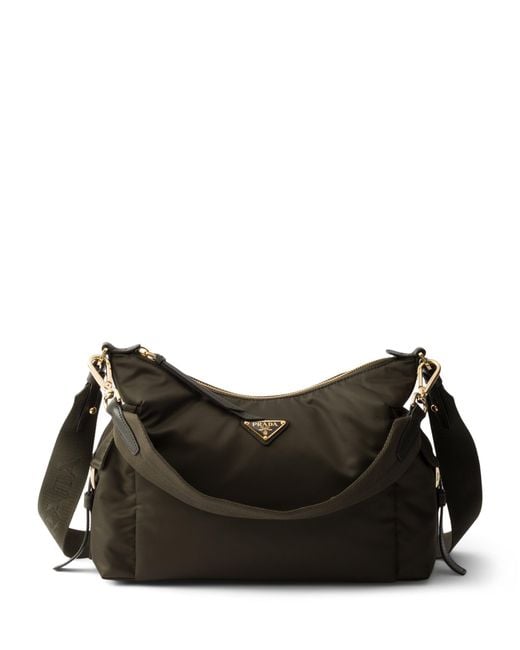Prada Black Large Re-Nylon And Leather Explore Shoulder Bag