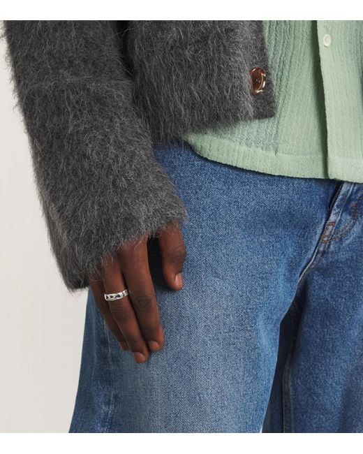 The Ouze Gray Sterling And Sapphire Ring for men