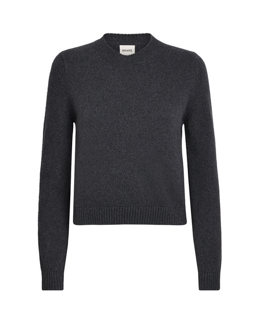 Khaite Blue Cashmere Crew-Neck Leta Sweater