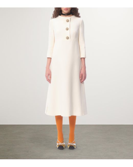 Valentino Garavani White Virgin Wool-Silk Midi Dress