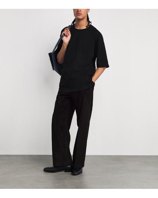 Lemaire Black Cotton-Linen Boxy T-Shirt for men
