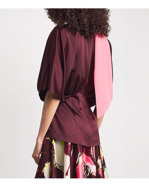 Roksanda Red Tie-Neck Satin Luma Blouse