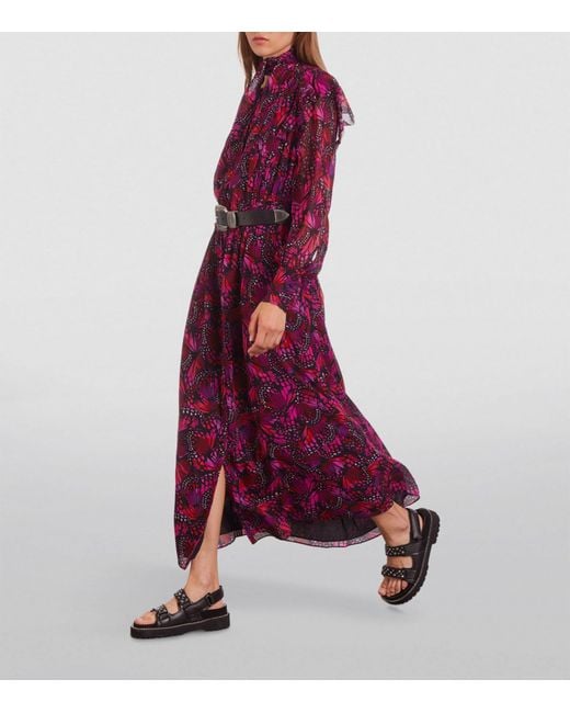 The Kooples Butterfly Print Maxi Dress in Purple | Lyst