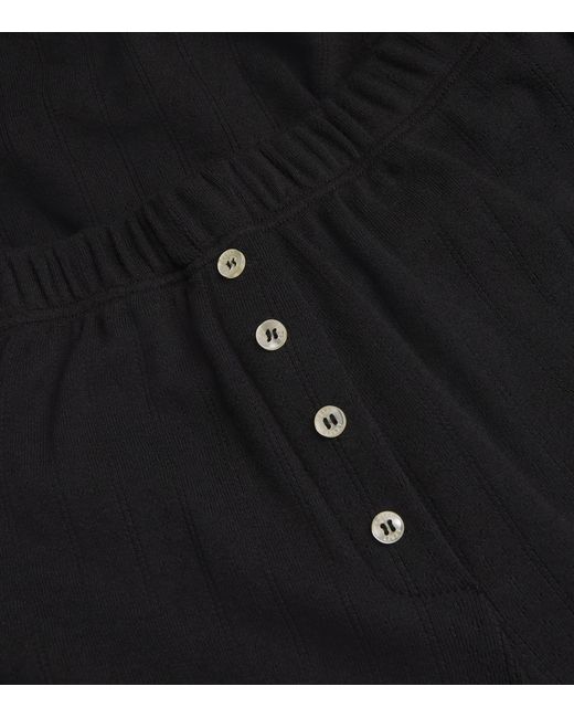 Leset Black Cotton Pointelle Lounge Trousers