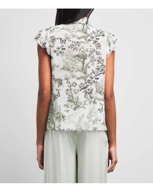 Alice + Olivia White Ruffle Minda Blouse