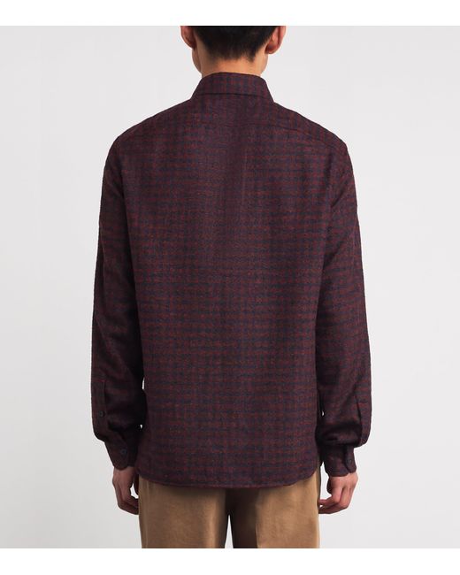 Isaia Purple Houndstooth Overshirt for men