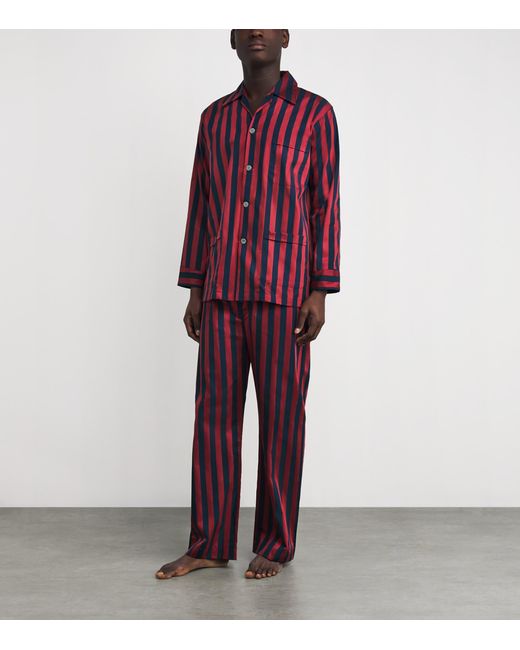 Derek Rose Purple Royal Cotton Stripe Pyjamas for men