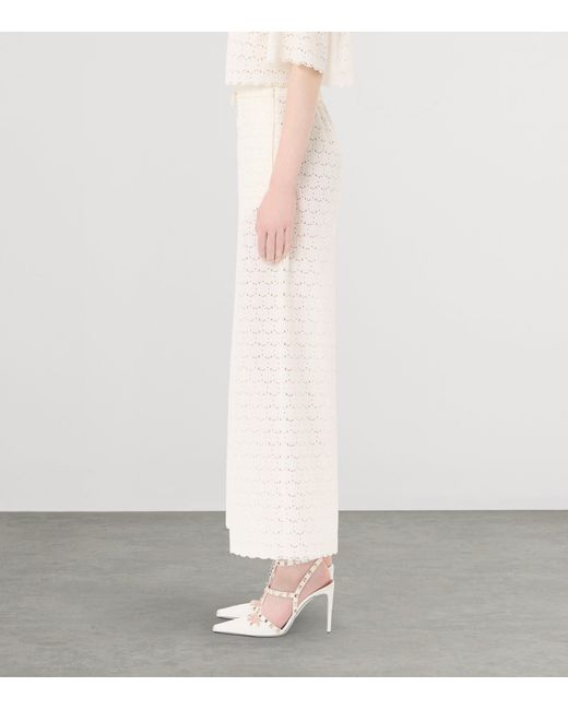 Valentino White Broderie Anglaise Wide-Leg Trousers