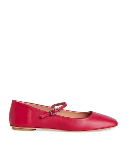 MAX&Co. Red Nappa Leather Ballet Flats