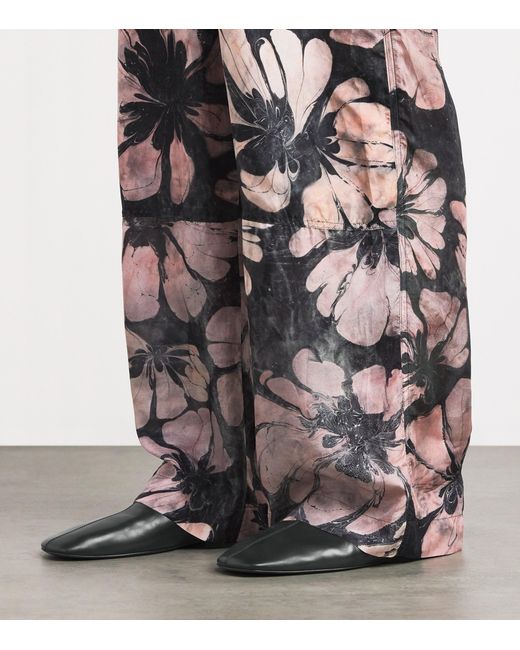 Dries Van Noten Black Leather Square-Toe Mules for men