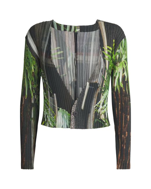 Issey Miyake Green Urban Jungle Pleats Cardigan